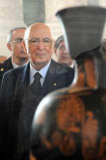 Il Presidente Giorgio Napolitano visita la Mostra &quot;Nostoi. Capolavori ritrovati&quot;.
