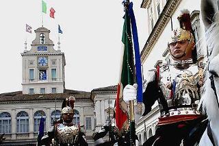 Cambio della Guardia del Reggimento Corazzieri sul Piazzale del Quirinale in occasione della Festa del Tricolore