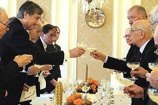 Brindisi del Presidente della Repubblica Italiana Giorgio Napolitano con il Presidente della Repubblica di Slovenia durante il pranzo