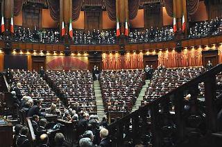 Il Presidente Giorgio Napolitano nell'Aula Parlamentare della Camera, celebra, a Camere riunite, i 60 anni della Costituzione