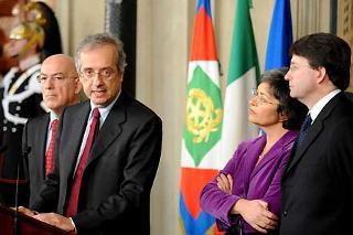La rappresentanza parlamentare Partito Democratico-l'Ulivo, al termine dell'incontro con il Presidente Giorgio Napolitano