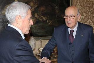 Il Presidente Giorgio Napolitano con il Presidente del Senato Franco Marini in occasione dell'incontro al Quirinale