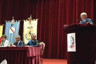 Il PresidenteGiorgio Napolitano durante il suo intervento al Teatro di Corte.