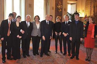 Il Presidente Giorgio Napolitano con la Contessa Barbara di Valmarana, Presidente della Fondazione Amici della Fenice, i vincitori del Premio Venezia e i componenti del Direttivo della Fondazione