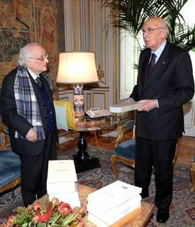 Il Presidente Giorgio Napolitano con Gerardo Marotta, Presidente dell'Istituto Italiano per gli Studi Filosofici