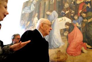 Il Presidente Giorgio Napolitano durante la visita alla Galleria Nazionale delle Marche