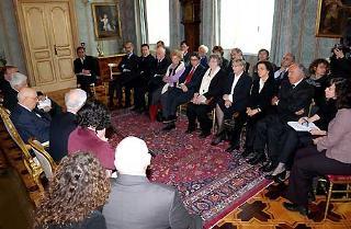 Un momento dell'incontro del Presidente Giorgio Napolitano con la Delegazione della Fondazione Scuola di Pace di Montesole, guidata dal loro Presidente Vittorio Prodi.