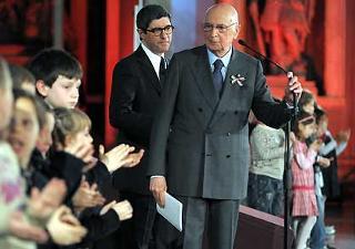 Il Presidente Giorgio Napolitano durante l'incontro a Palazzo Vecchio sulla Costituzione Italiana.