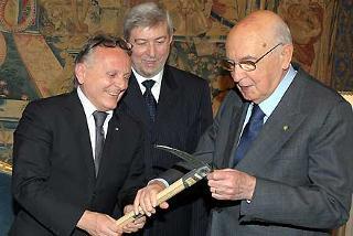Il Presidente Giorgio Napolitano con Erminio Angelo Quartiani ed Agostino Da Polena, in occasione dell'incontro con una delegazione del Comotato Ev-K2-CNR