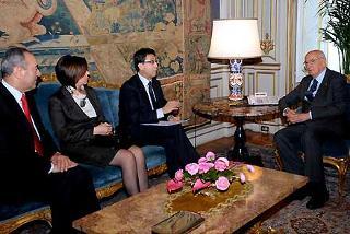 Il Presidente Giorgio Napolitano a colloquio con Luigi Marino, Presidente della Confederazione Cooperative Italiane e i componenti il Consiglio di Presidenza dell'Associazione