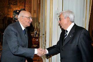 Il Presidente Giorgio Napolitano accoglie il Prof. Roberto Schmid Presidente dell'Istituto Universitario di Studi Superiori di Pavia.