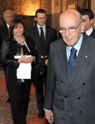 Il Presidente Giorgio Napolitano con la famiglia Sandri, componenti della Fondazione "Gabriele Sandri".