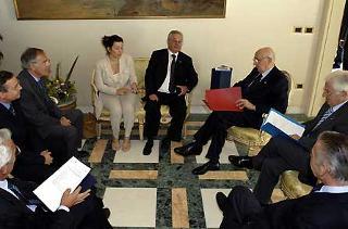 Il Presidente Giorgio Napolitano con i Segretari Provinciali delle Organizzazioni Sindacali a Villa Rosebery