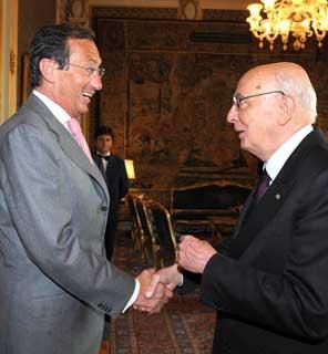 Il Presidente Giorgio Napolitano con Gianfranco Fini, neo eletto Presidente della Camera dei deputati.