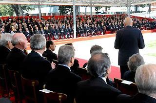 Il Presidente Giorgio Napolitano durante il suo intervento in occasione della celebrazione della Festa del Lavoro.