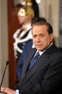 Il Presidente incaricato Silvio Berlusconi al termine dell'incontro con il Presidente Giorgio Napolitano