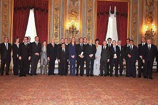 Il Presidente Giorgio Napolitano durante la cerimonia di giuramento del nuovo Presidente del Consiglio dei ministri Silvio Berlusconi