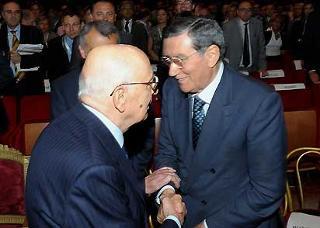 Il Presidente Giorgio Napolitano con il Vice Presidente del CSM Nicola Mancino, all'Assemblea Generale dell'Associazione Nazionale Magistrati