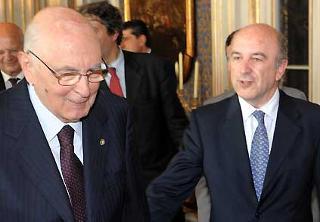 Il Presidente Giorgio Napolitano con il Commissario Europeo per gli Affari Economici e Monetari Joaquin Almunia