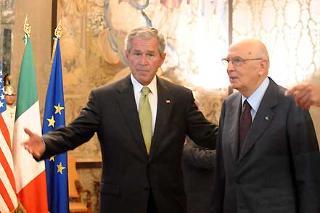 Il Presidente Giorgio Napolitano con il Presidente degli Stati Uniti d'America George W. Bush.