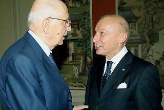 Il Presidente Giorgio Napolitano con Guido Alpa, Presidente del Consiglio Nazionale Forense in occasione dell'incontro al Quirinale