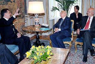 Il Presidente Giorgio Naplitano durante i colloqui con Srgjan Kerim, Presidente dell'Assemblea Generale delle Nazioni Unite
