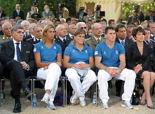Un momento della cerimonia al Quirinale, presente il Capo dello Stato Giorgio Napolitano, in occasione della partenza degli Atleti per le Olimpiadi di Pechino.