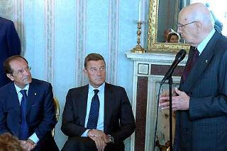 Il Presidente Giorgio Napolitano durante il suo indirizzo di saluto alla delegazione della Lega Italiana per la Lotta contro i Tumori