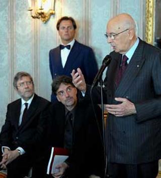 Il Presidente Giorgio Napolitano durante l'incontro con una delegazione dei firmatari di due appelli in favore della ricerca scientifica