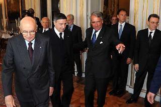 Il Presidente Giorgio Napolitano riceve il Prof. Lamberto Cardia Presidente della CONSOB, ed i membri della Commissione.