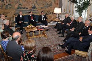 Il Presidente Giorgio Napolitano nel corso dell'incontro con una delegazione della Federazione Italiana delle Associazioni "Amici dei Musei.