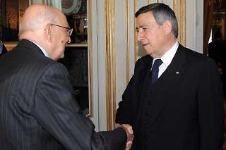 Il Presidente Giorgio Napolitano riceve il Prof. Lamberto Cardia, Presidente della CONSOB.