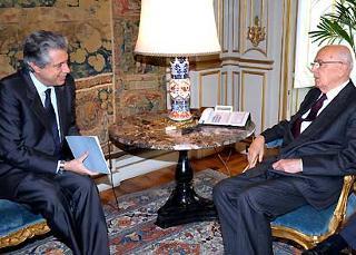 Il Presidente Giorgio Napolitano con Fracesco Pizzetti, Presidente dell'Autorità Garante per la protezione dei dati personali.