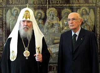 Il Presidente Giorgio Napolitano con il Patriarca Alessio II