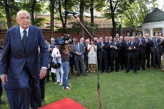 Il Presidente Giorgio Napolitano durante l'incontro con gli esponenti della Comunità Italiana
