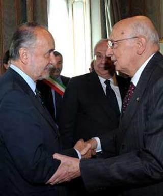 Il Presidente Giorgio Napolitano con l'Architetto Mario Virano, Presidente dell'Osservatorio Val Susa, in occasione dell'incontro con i Sindaci ed i rappresentanti delle Amministrazioni interessate
