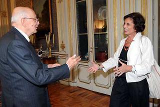 Il cordiale incontro del Presidente della Repubblica Giorgio Napolitano con Francesca Ratti, Direttore generale del Parlamento Europeo