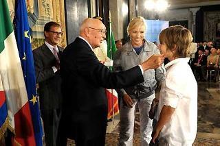 Il Presidente Giorgio Napolitano con Josefa Idem e il figlio