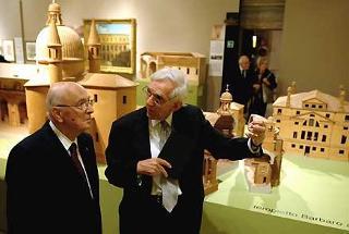 Il Presidente Giorgio Napolitano durante la visita alla Mostra su Palladio, accompagnato dal Direttore del CISA e curatore della Mostra Guido Beltramini
