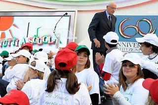 Il Presidente Giorgio Napolitano durante il suo intervento in occasione della cerimonia di apertura dell'anno scolastico