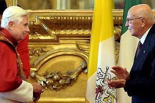 Il Presidente Giorgio Napolitano con il Sommo Pontefice Benedetto XVI in occasione della Visita Ufficiale