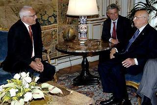 Il Presidente Giorgio Napolitano a colloquio con Vaclav Klaus, Presidente della Repubblica Ceca
