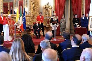 Il Presidente Giorgio Napolitano nel corso del discorso di Sua Santità Benedetto XVI°, in visita Ufficiale