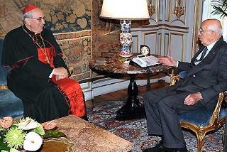 Il Presidente Giorgio Napolitano a colloquio con il Cardinale Agostino Vallini, Vicario Generale di Sua Santità per la città di Roma