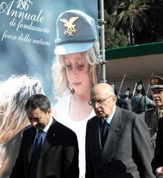 Il Presidente Giorgio Napolitano al 186° anniversario della costituzione del Corpo Forestale dello Stato in Piazza del Popolo
