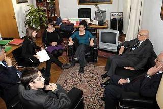 Il Presidente Giorgio Napolitano durante l'incontro con una delegazione di studenti dell'Ateneo &quot;La Sapienza&quot;