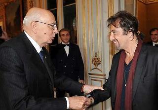 Il Presidente Giorgio Napolitano accoglie Al Pacino