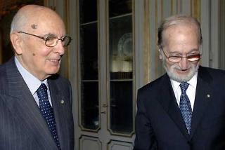 Il Presidente Giorgio Napolitano con il nuovo Presidente della Corte costituzionale Franco Bile