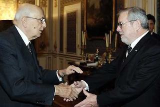 Il Presidente Giorgio Napolitano accoglie Giovanni Maria Flick, nuovo Presidente della Corte costituzionale