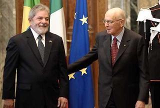 Il Presidente Giorgio Napolitano accoglie Luiz Inacio Lula Da Silva, Presidente della Repubblica Federativa del Brasile, in occasione della visita di Stato in Italia
